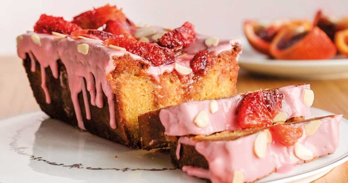 Blood orange drizzle cake